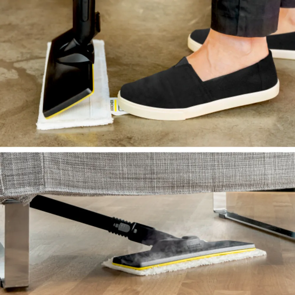 Máy hơi nước Karcher SC 3 EasyFix – Bộ khăn lau sàn EasyFix với kết nối linh hoạt giúp thao tác tháo lắp khăn lau cực kỳ nhanh chóng và dễ dàng
