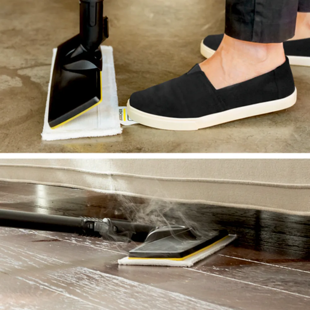 Máy hơi nước Karcher SC 4 Deluxe – Bộ khăn lau sàn EasyFix với kết nối linh hoạt giúp thao tác tháo lắp khăn lau cực kỳ nhanh chóng và dễ dàng