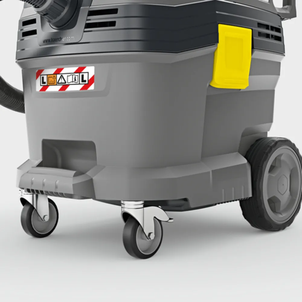 Máy hút bụi Karcher NT 30/1 Tact L – Hộp đựng chắc chắn với các tấm cản và bánh xe bằng kim loại